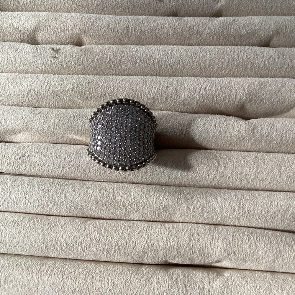 Silver Simulated Diamond Statement Ring - image 1